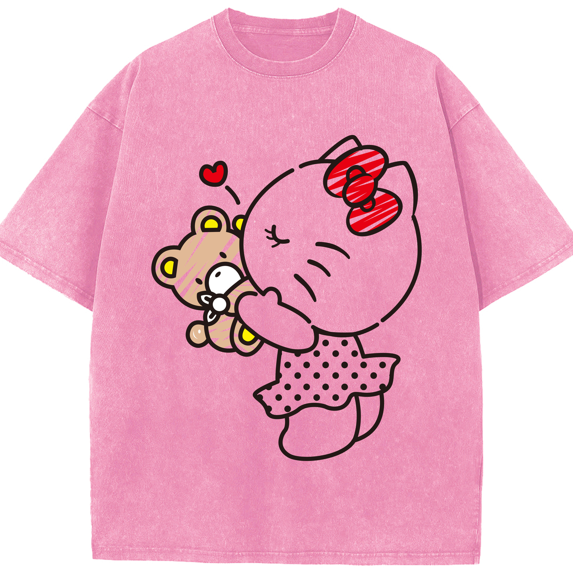 （画像用） Hello Kitty ハローキティ 綿100% ヴィンテージ風 半袖Tシャツ（フロントプリント）
